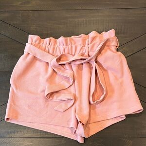 SHEIN High Waist Pink Tie Shorts